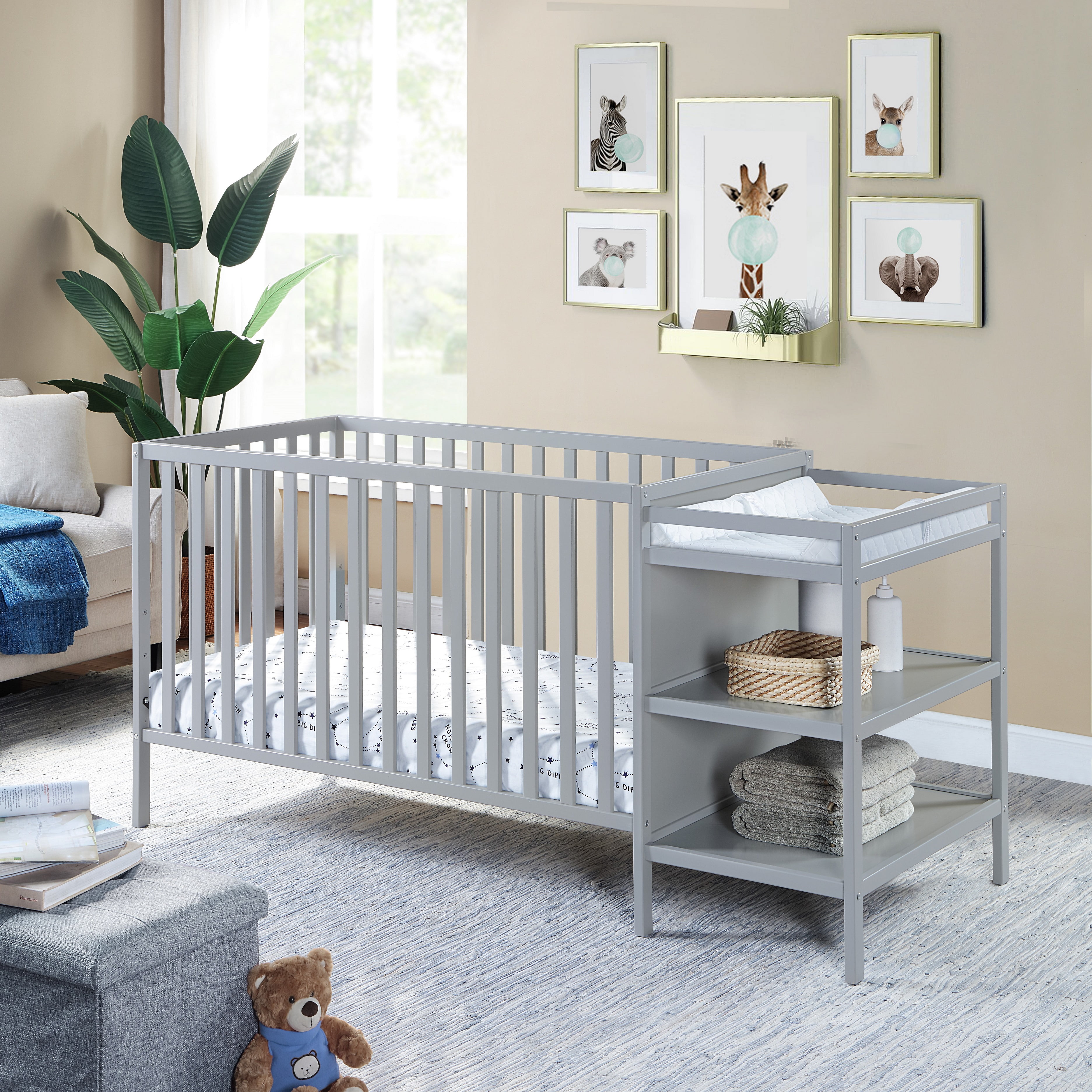 Suite Bebe Palmer Crib & Changer Combo, Gray
