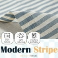 thumbnail image 3 of Curtainking Stripe Rod Pocket Kitchen Valance 50x16 inch Double Layer Farmhouse Window Valances for Living Room 1 Panel Blue on Beige, 3 of 7