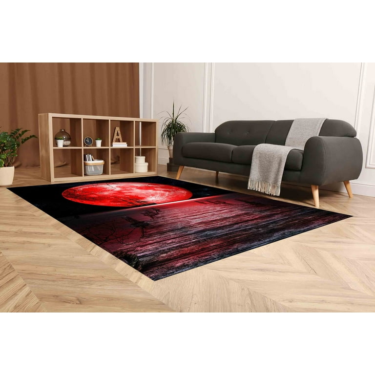 Red Moon Rug Full Moon Rug Half Moon Rug Red | Rug Vibe Ireland