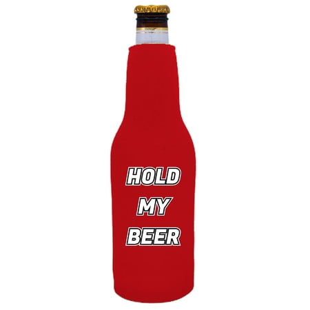 Hold My Beer Bottle Coolie (Red)