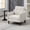 Beige, variant on Comfortable armchair with USB charging port, ergonomic wide backrest, vintage wooden legs, comfortable upholstered armchair with side storage for living room bedroom
