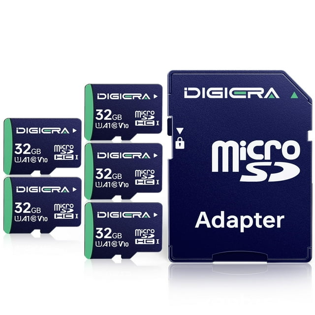 Tarjeta de memoria DIGIERA CT100 microSDHC UHS-I de 32 GB con adaptador, paquete de 5