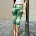 thumbnail image 6 of Minjewel Pants for Women - Floral Print Pleated Cropped Yoga Pants - Breathable Summer Bottoms Capri Pants for Women,Army Green L, 6 of 7