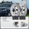 thumbnail image 3 of AutoShack Front Vented & Rear Vented Drilled & Slotted Silver Zinc Coated Brake Rotors + Ceramic Pads 12-PC Brake Kit Replacement for 2010-2015 Chevrolet Camaro SilverShield Pro, 3 of 5