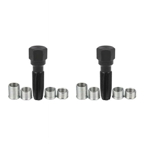 2Pcs 14mm Spark Plug Thread Repair Kit Rethread Tool Kit Reamer Tap M14X1.25,2 Set Spark Plug Thread Repair Kit,black & silver