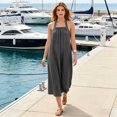 thumbnail image 2 of Women's Halter Maxi Dress, Sexy Backless Cotton Linen Long Dresses, Loose Fit Pleated Front Summer Beach Vacation Boho Sundress, 2 of 8