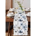 thumbnail image 4 of Ldtrchee Blue Grey Spring Floral Table Runner 72 Inches, Summer Watercolor Botanical Bed Runner Dresser Scarves Tabletop for Indoor Outdoor Parties/Ceremony/Banquet, 18" x 72", 4 of 8