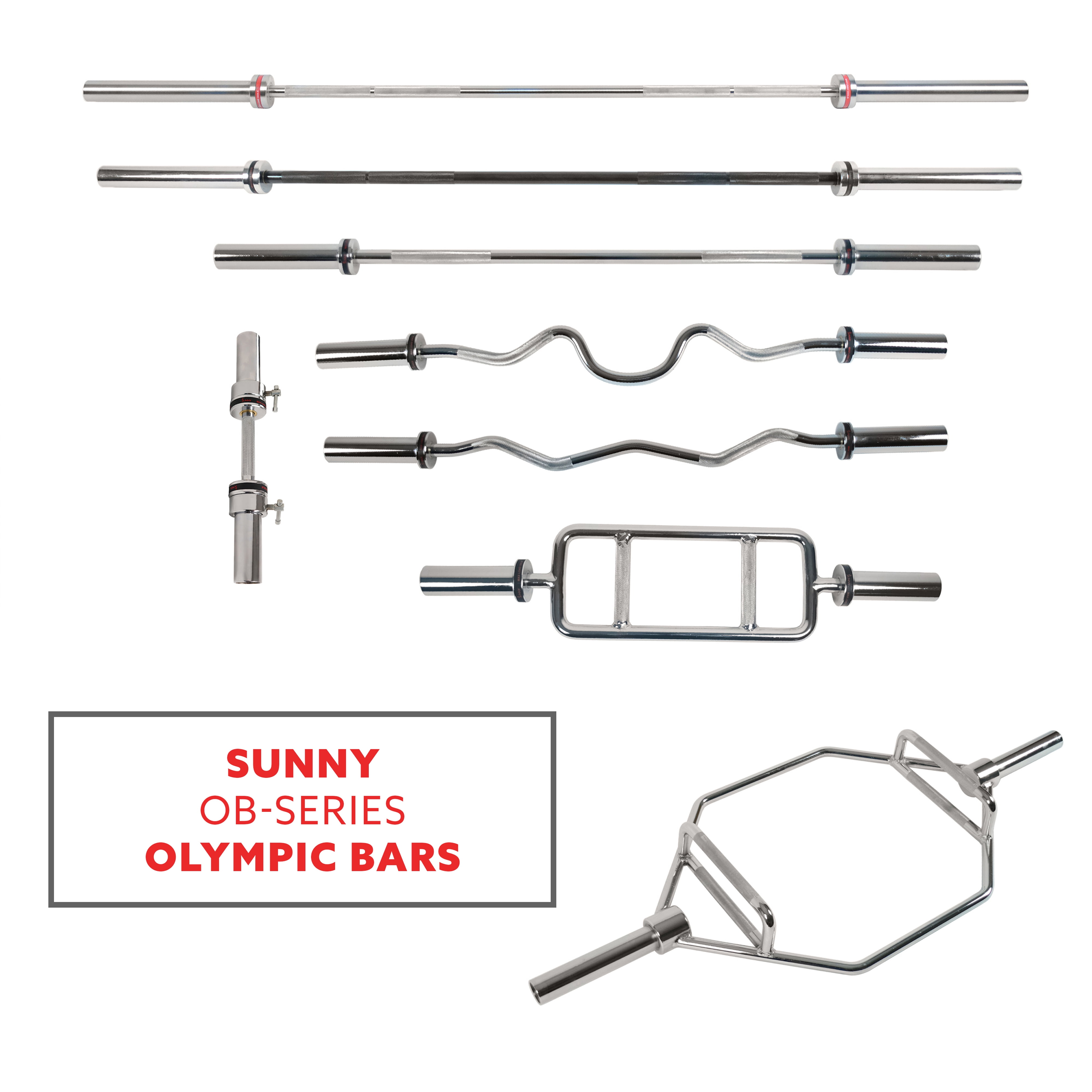 Sunny Health & Fitness Diamond Knurled Olympic Hex Barbell, Deadlift Bar, Cap Hex Bar, OB-HEX