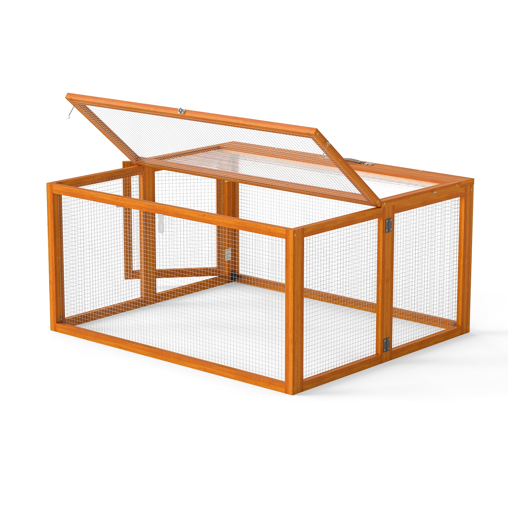 Folding Rabbit Hutch with Lockable Doors and Ground Stakes