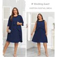 thumbnail image 3 of Vestido para mujer, talla grande, 2 piezas, para madre de la novia, vestido fluido de gasa con volantes, boda e invitada con chaquetas, azul marino, 16 W, 3 of 7