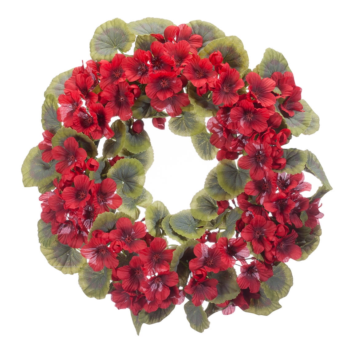 Red Geranium Wreath by OakRidge?, 14? Diameter, Silk Floral Home D?cor -  Walmart.com
