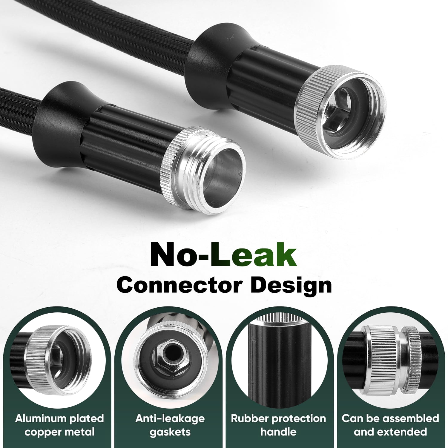 Garden Hose 50FT Non-Expandable Lightweight Water Hose with 10-Function Spray Nozzle, Kink-Free Leak-Proof Hose for Yard Lawn Garden Car Wash