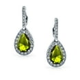 thumbnail image 2 of Bling Jewelry Womens 7CT Olive Green Teardrop Hoop Earring CZ Imitation Peridot, 2 of 7