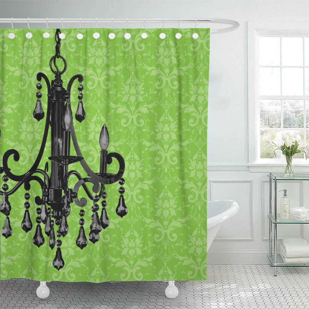 Vintage Shower Curtain Classic Dark Chandelier Print for Bathroom 