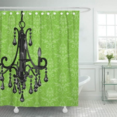 

CYNLON Pattern Sparkly Chandelier Damask Sparkle Bling Blingy Bathroom Decor Bath Shower Curtain 66x72 inch