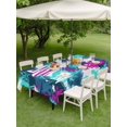 thumbnail image 4 of Outdoor Tablecloth with Umbrella Hole for Patio/Picnic/Party/Camping, Blue Red USA Flag Waterproof Table Cloth Rectangle Table Cover Washable, Abstract Green Oil Paint 4th of July (60"x 84"), 4 of 9