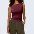 thumbnail image 2 of DHFJKG Women's Tank Top Solid Color Boat Neck Fashion Slim Fit Camisole Shirts Workout Yoga Gym Clothes Stylish Tops, 2 of 4