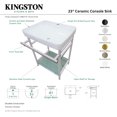 thumbnail image 4 of Kingston Brass VPB23187 Sheridan 23" Ceramic Console Sink with Stainless Steel Legs and Glass Shelf (1-Hole), White/Brushed Brass, 4 of 5