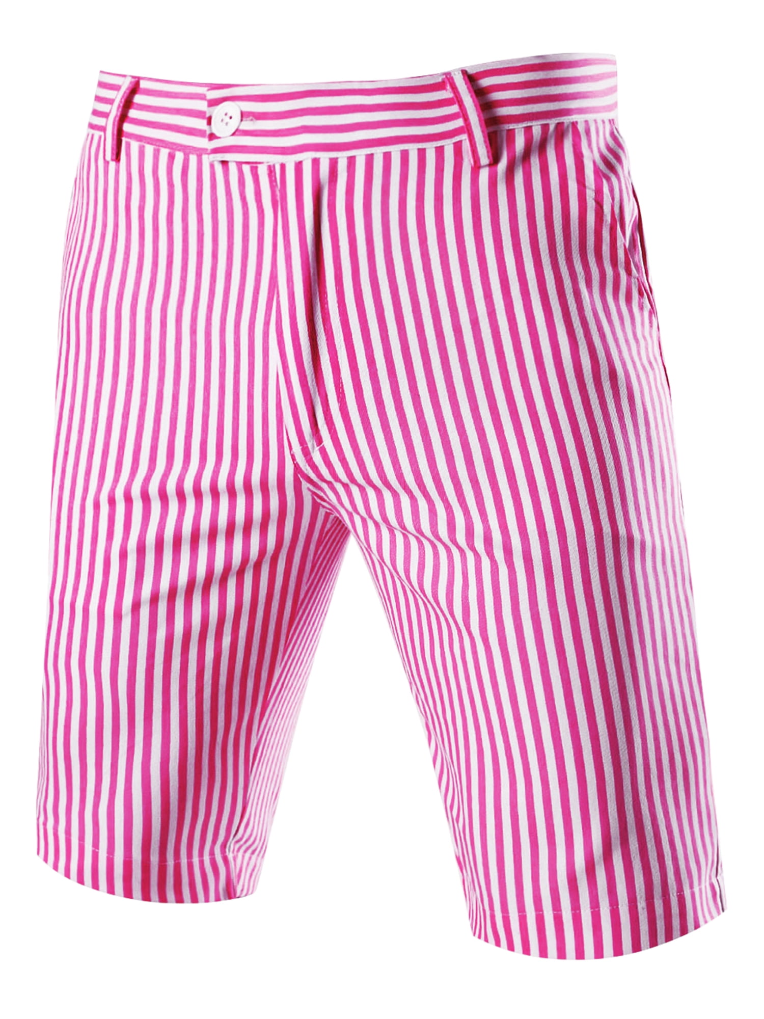 Unique Bargains Men's Mid-Rise Stripe Flat Front Chino Walk Shorts