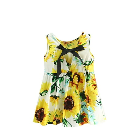 

QWERTYU Infant Baby Toddler Child Children Kids Sleeveless Dress for Girls Summer Dresses Floral Sundress 1T-6T