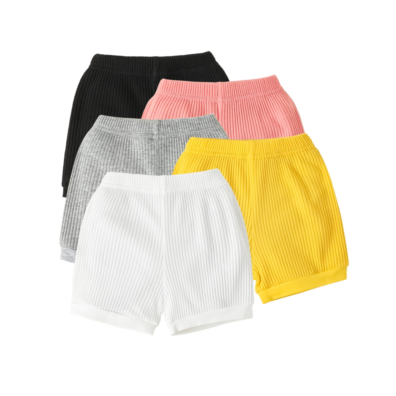 U·nikaka 5Pack Baby Girl Shorts Cotton Flare Toddler Shorts Solid