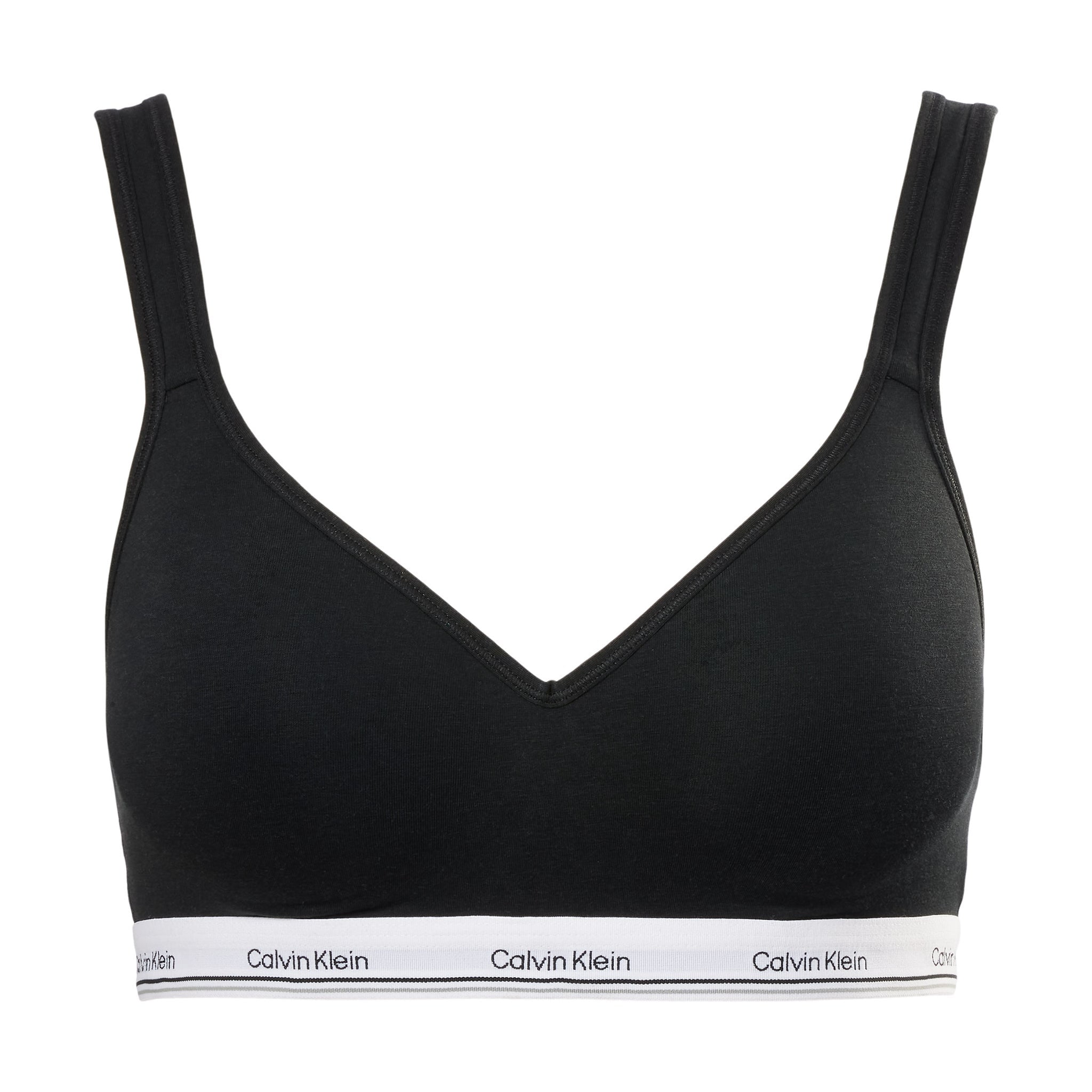 Calvin Klein Women's Cotton Modal Balance Wire Free Bra Bralette (Black/White, Large)
