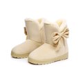 thumbnail image 1 of Julyccc Womens Warm Bow Fur Slip On Ankle Snow Boots, 1 of 3