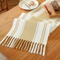thumbnail image 3 of Camino de mesa Niviy Gold, 30 x 183 cm, con borlas y lino, 3 of 6