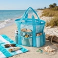 thumbnail image 3 of Leodye 1PCS Multi Pocket Large Capacity Mesh Beach Tote Bag , Portable Swim Shower Caddy with Optional Inner Liner for Travel Beach -16.14*9.06*15.75IN, 3 of 3