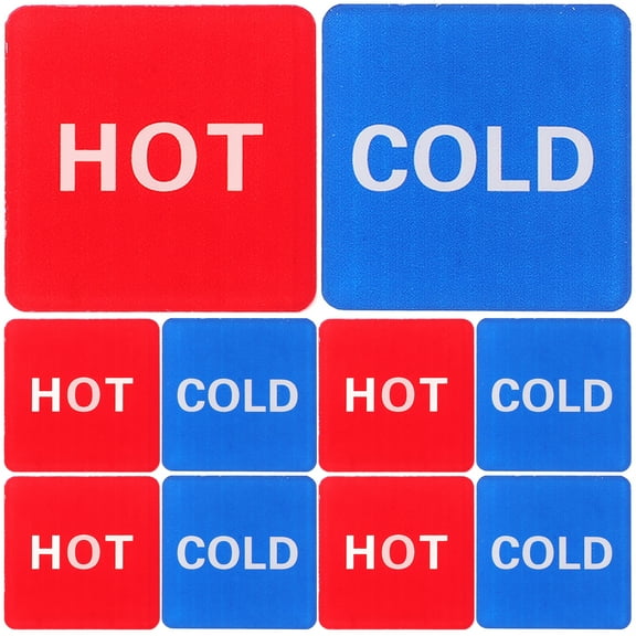 Amosfun 6Pairs Hot and Cold Indicator Stickers Self Stick Acrylic Labels for Kitchen and Business