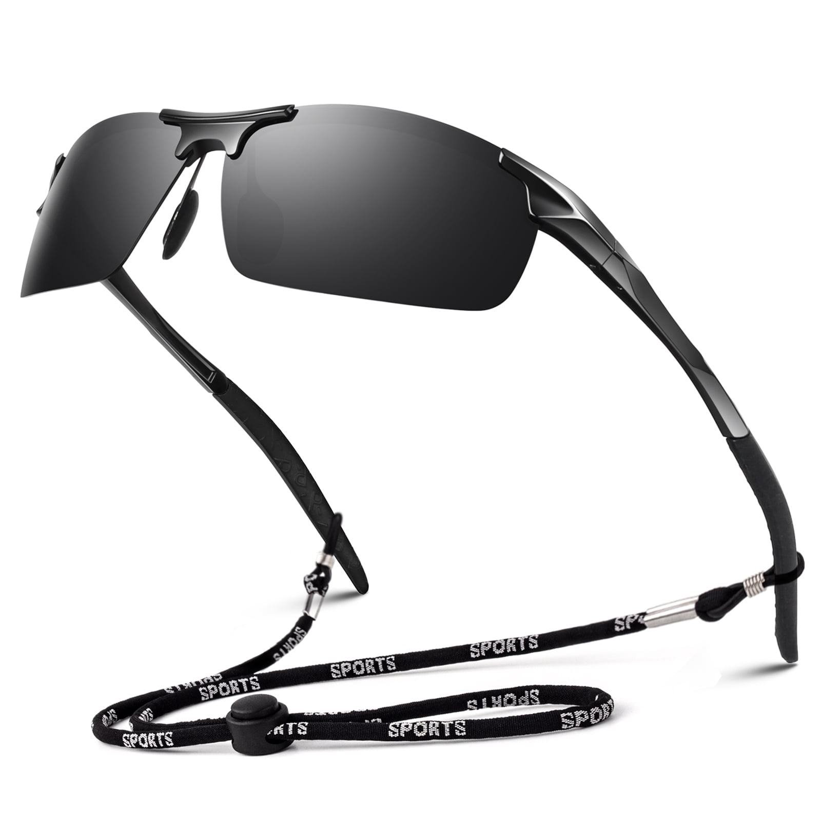 LINVO Polarized Sports Sunglasses for Men Ultralight Al-Mg Metal Frame for Driving Golfing Fishing Cycling UV Protection