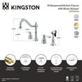 thumbnail image 4 of Kingston Brass KS1792PLBS Heritage Double-Handle 4-Hole Widespread Kitchen Faucet with Brass Sprayer in Polished Brass, 4 of 5
