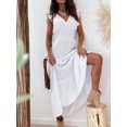 thumbnail image 4 of xiaxaixu Robe Longue d'Été pour Femmes Manches à Volants Col en V Profond Robe de Soirée pour Bord de Mer, 4 of 8