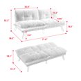 thumbnail image 5 of 71.6" Futon Sofa Bed, Convertible Chenille Upholstered Couch Bed with Adjustment Backrest & Metal Legs, Loveseat Sofa for Living Room Studio Office Apartment, Yellow, 5 of 8