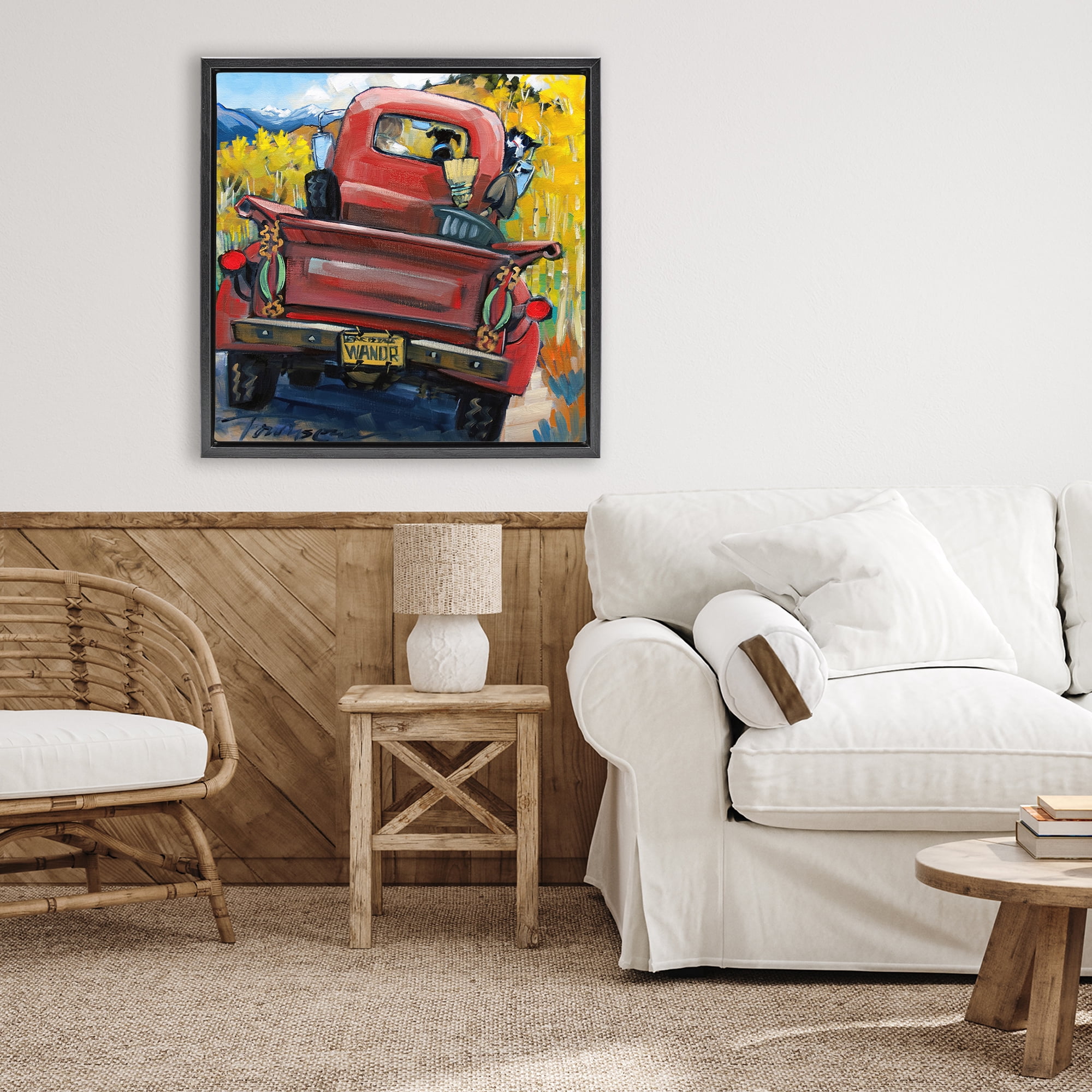 Stupell Industries Wander Truck Through Wheat Grass Black Framed Floater Canvas Wall Art, design by CR Townsend
