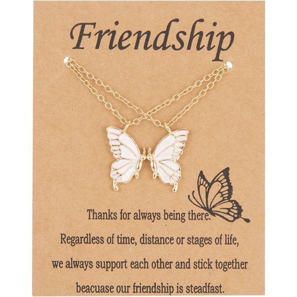 ORUYROP Friendship Necklace for 2 Butterfly Matching Necklace for Girls Best Friend Necklace BFF Necklace Gifts for Long Distance