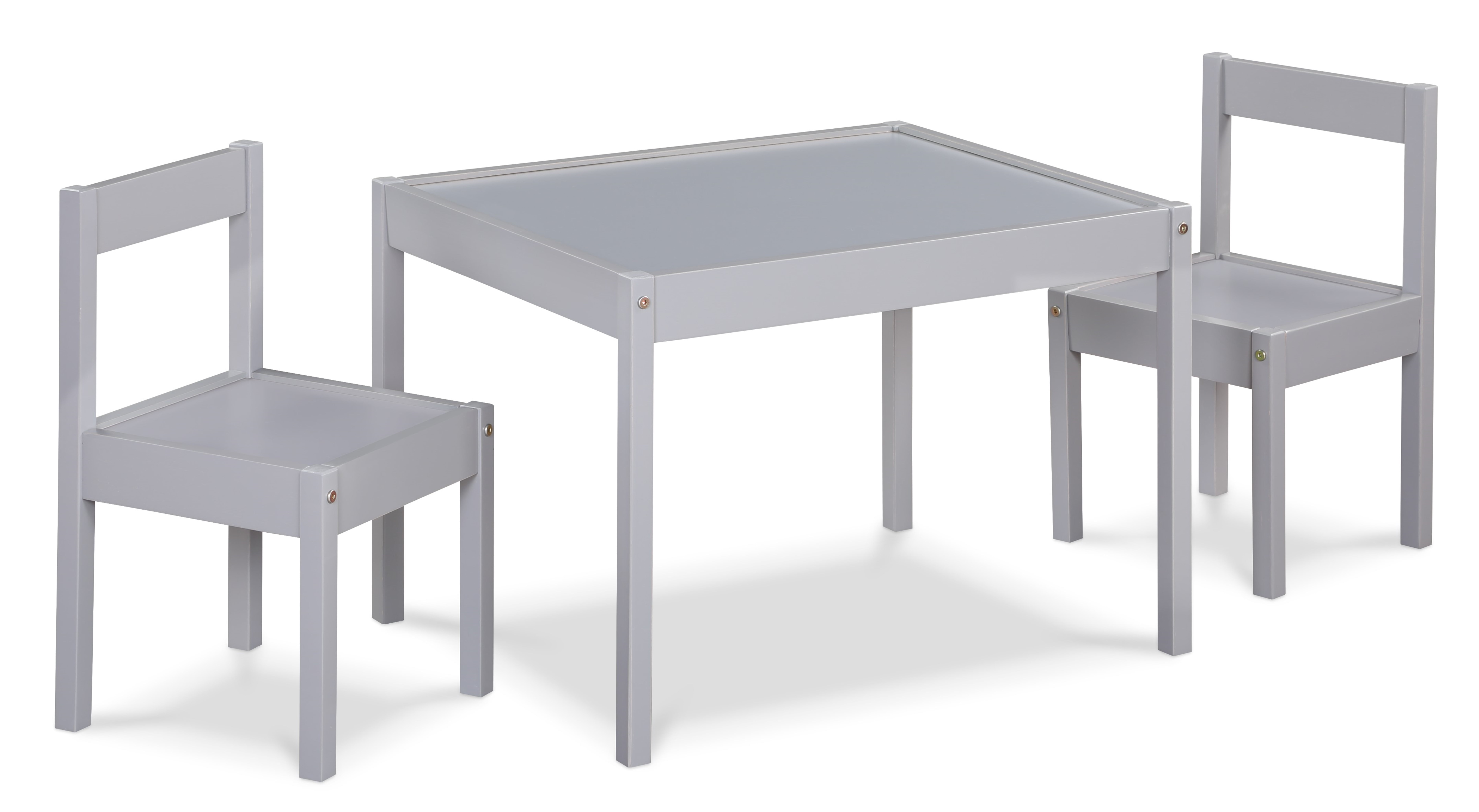 Olive & Opie Della Kids 3-Piece Activity Table and Chair Set, Gray