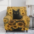 thumbnail image 2 of Whosucclay Black Cat Sunflower Print Stretch Recliner Sofa Cover 4-Pieces Recliner Slipcover 1 Seat Couch Soft Furniture Protector Covers with Elastic Reclining Couches with Pockets, 2 of 8