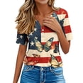 thumbnail image 6 of Goodtrade8 Women's American T Shirts July 4th Short Sleeve Pullover Summer Red White and Blue , Red White and Blue Casual Graphic Fashion Tops for Women V-Neck, 6 of 9