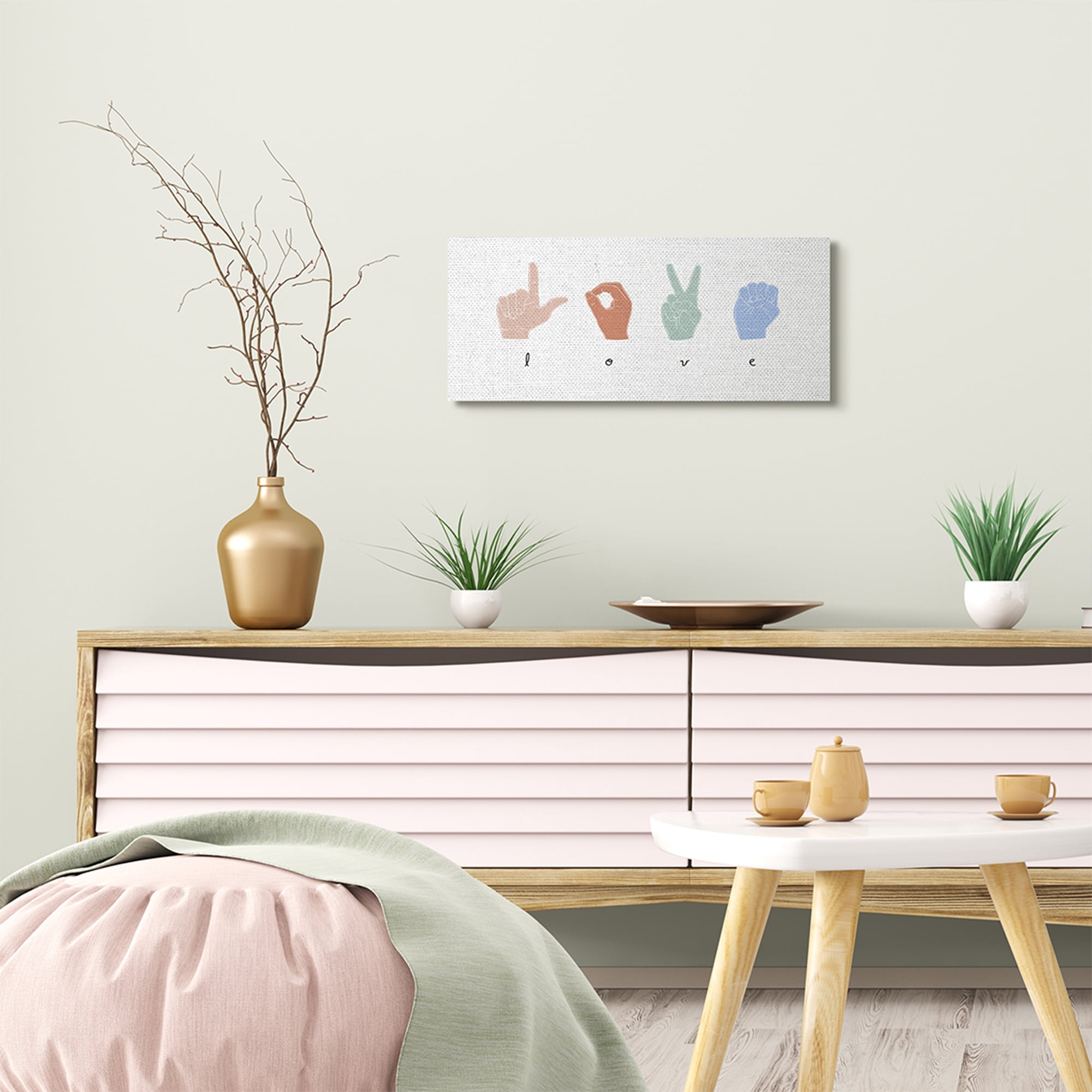 Stupell Home Décor Sign Language Love Hands Design Canvas Wall Art by Emma Scarvey