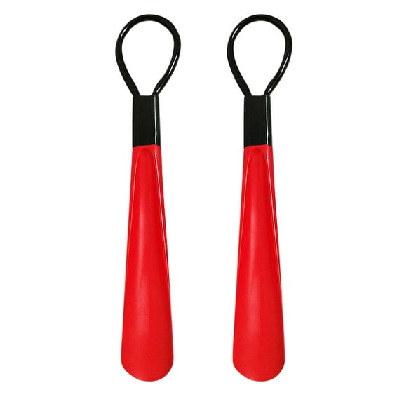 2Pcs Shoe Horn Long Handle for Seniors Men Women,Plastic Long Shoehorn Boot Horn,Travel Small Shoe Spoon Helper,Shoe Lifting Helper Easy on Easy Off, Plastic Shoehorn,Red,1.77x11.81"