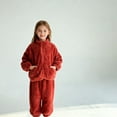 thumbnail image 4 of Coerni Girls and Toddlers Fuzzy Fleece Sweatsuit Cozy Flannel Activewear Kids Winter Warm Sherpa Thermal Set Underwear Zipper, 4 of 8