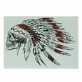 thumbnail image 1 of Tribal Cutting Board, Hand Drawn Feather Headdress with Human Skull Vintage Art, Decorative Tempered Glass Cutting and Serving Board, Small Size, Burgundy Black White, by Ambesonne, 1 of 1