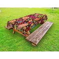 thumbnail image 1 of Groovy Outdoor Tablecloth, Hippie Colorful Paisley Leaves Music Keys Typography Idealism Historic Revolution, Decorative Washable Fabric Picnic Tablecloth, 58 X 104 Inches, Multicolor, by Ambesonne, 1 of 2