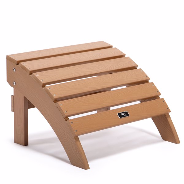 [Quick Delivery] Outdoor Ottomans or Footstools,All-Weather and Fade-Resistant Plastic Wood Adirondack Footstool for Lawn Outdoor Patio Deck Garden Porch Lawn Furniture 19.68*18.89*13.38 Inch,Brown - image 2 of 12