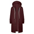thumbnail image 6 of TIANZEN Women Autumn Winter Casual Fashion Solid Color Drawstring Hooded Long Zipper Pocket Coat Long Jacket Coat Woman of Light Women Coats And Jackets Womens Fall Coats And Jackets, 6 of 6