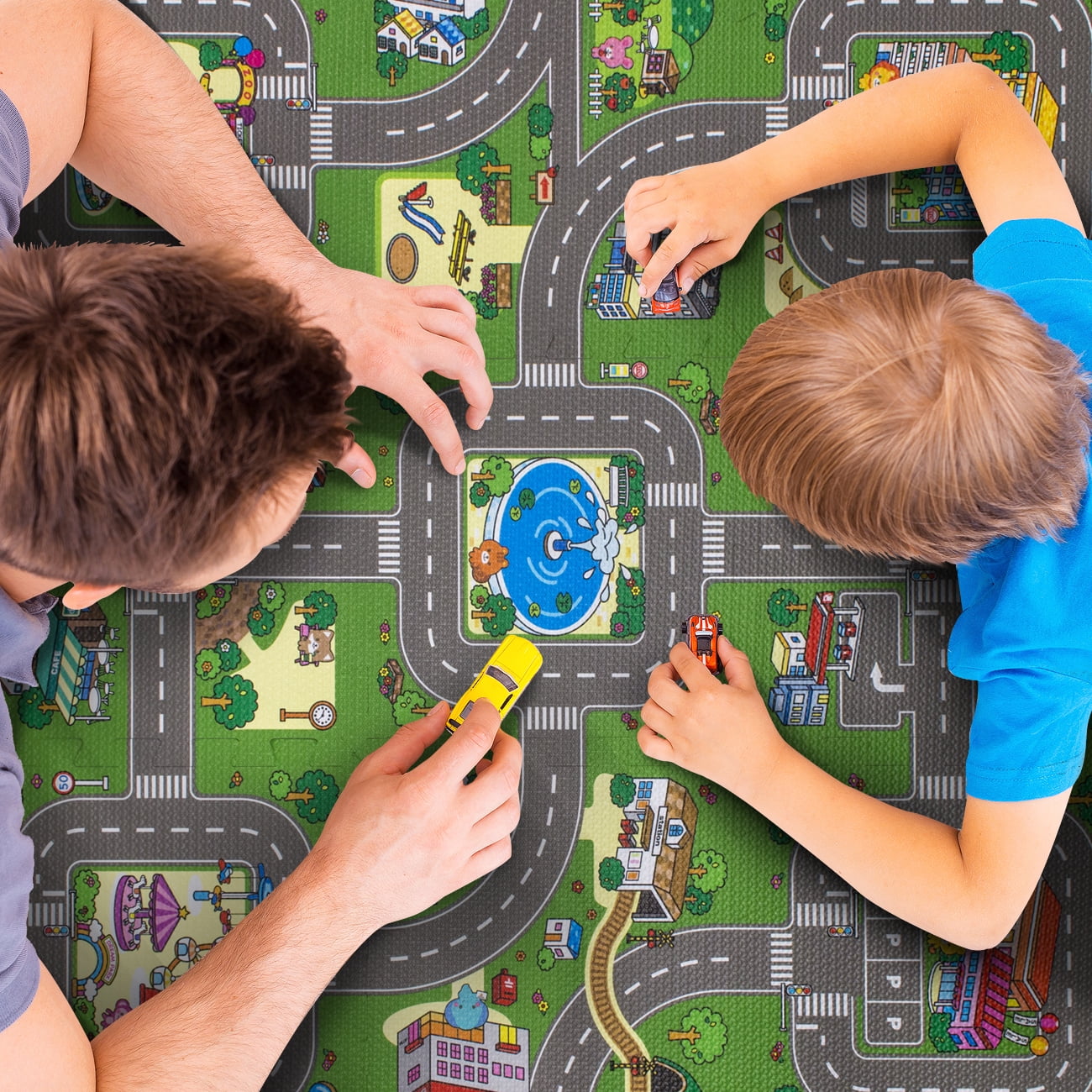 Sorbus Traffic Interlocking Foam Puzzle Play Mats, 9 Tiles, 3/8" Thick