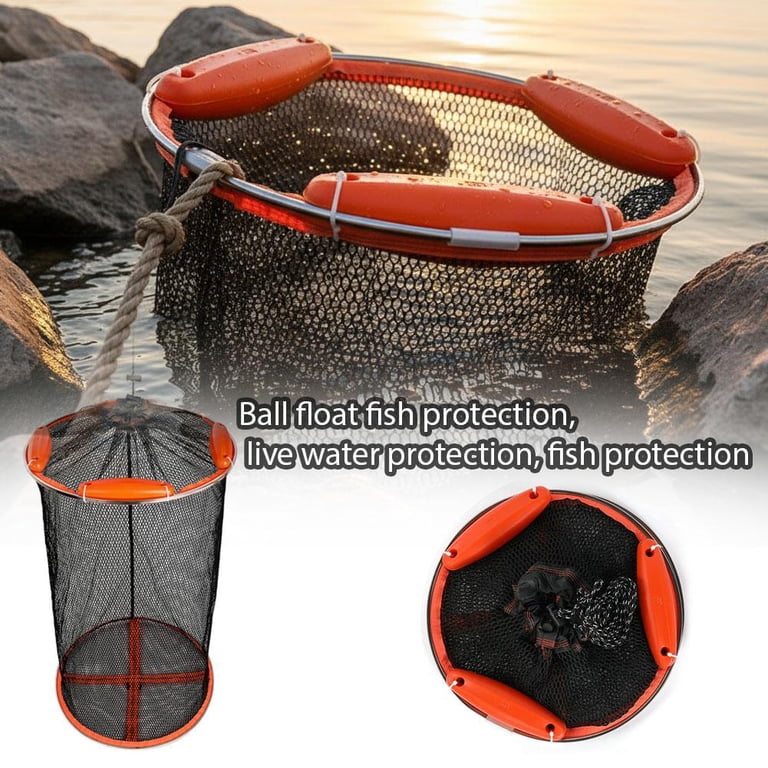 basket net fishing EXCEART Portable Mesh Catcher for Fish Crabs and Shrimp Flat Bottom Design for Easy Use Fishing Supplies for Stream and Ocean : Sports & Outdoors net width is 13 3/4 and net depth is 22. Back Country | Folding Rubber