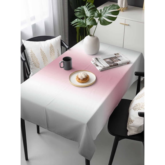 Pink Grey White Tablecloth Rectangle Table Cloths 54x108, Waterproof Tablecloth Outdoor Table Cloth, Farmhouse Ombre Color Modern Simple Washable Table Cover for Kitchen Dinning Party