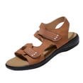 thumbnail image 2 of HTHLVMD Soft Sole Open Toe Shoes, Women Open Toe Sport Sandals Comfortable Star Pattern Flat Sandals Summer Hook and Loop Ankle Strap Walking Shoes Soft Sole Wide Fit Outdoor Beach Shoes, Brown 6, 2 of 8